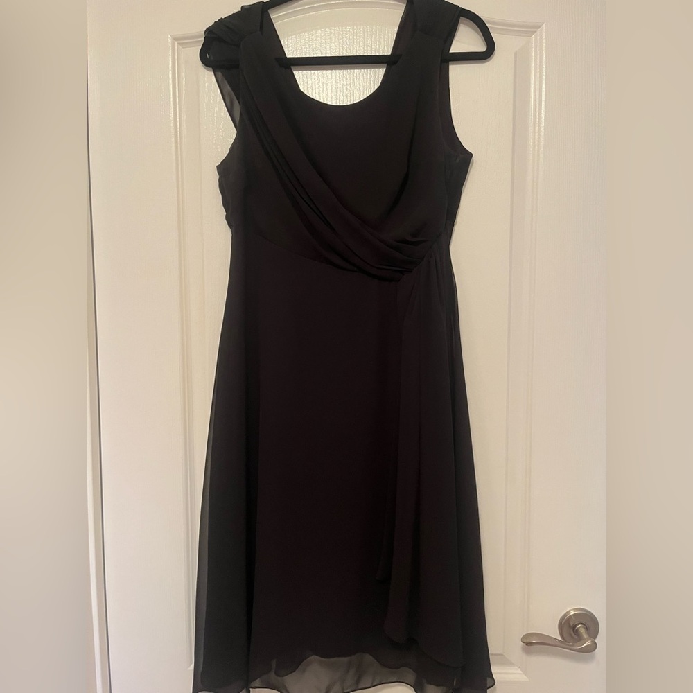 Black Asymmetrical Sheath Dress with Cowl Neck